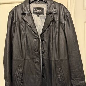 Wilson Black Leather Trench Coat